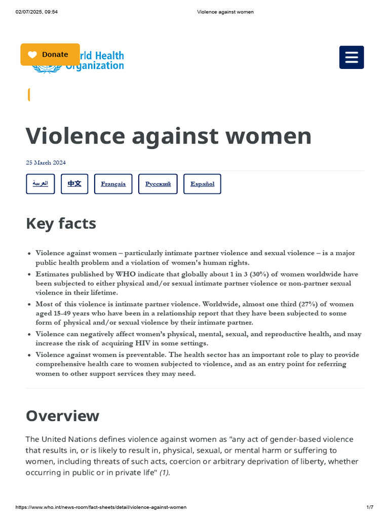 Global Impact of Violence Against Women | PDF | Violence | Violence ...