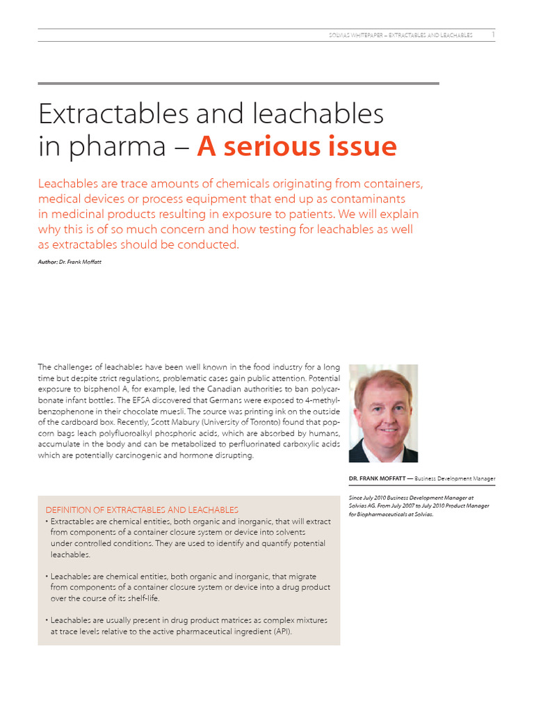 Extractables and Leachables in Pharma | PDF | Gas Chromatography–Mass ...