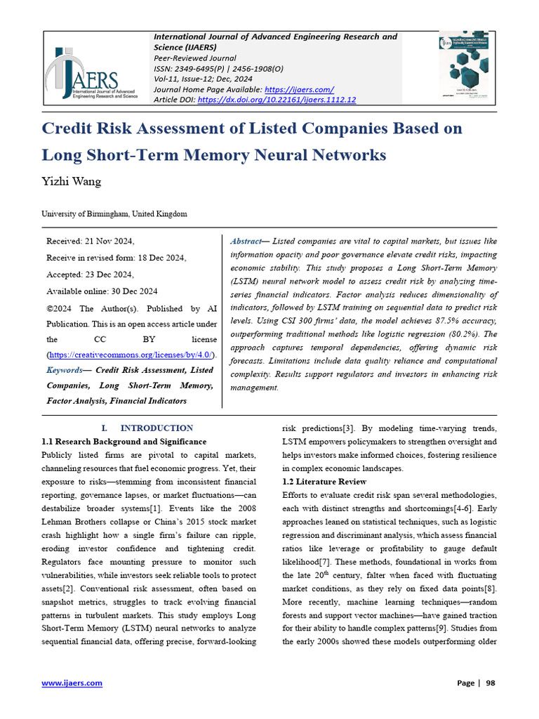 Credit Risk Assessment Using LSTM Models | PDF | Risk | Deep Learning
