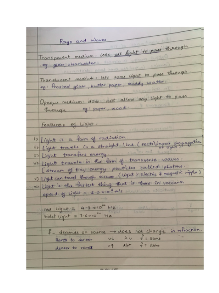 Free IGCSE Cambridge 0625 Physics Light and Sound Notes | PDF