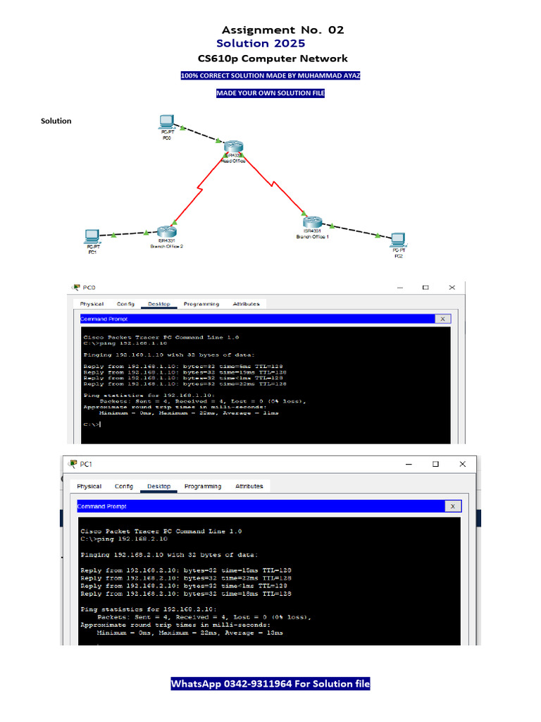 CS610p Computer Network Solutions 2025 | PDF
