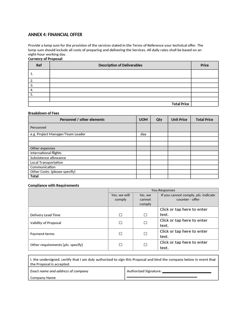 Financial Offer Proposal Template | PDF