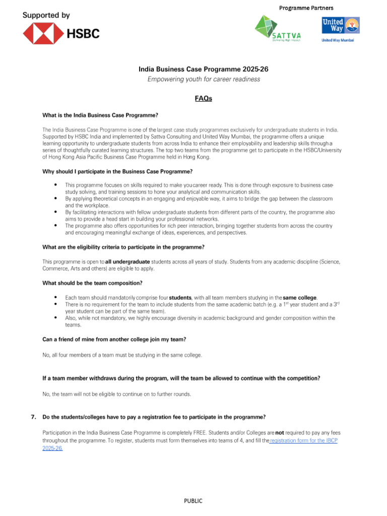 India Business Case Programme 2025-26 | PDF