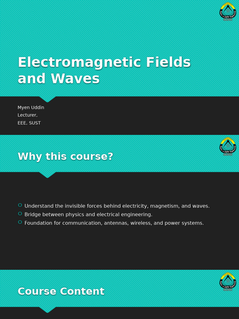 Electromagnetic Fields Course Overview | PDF | Waves | Electromagnetic ...