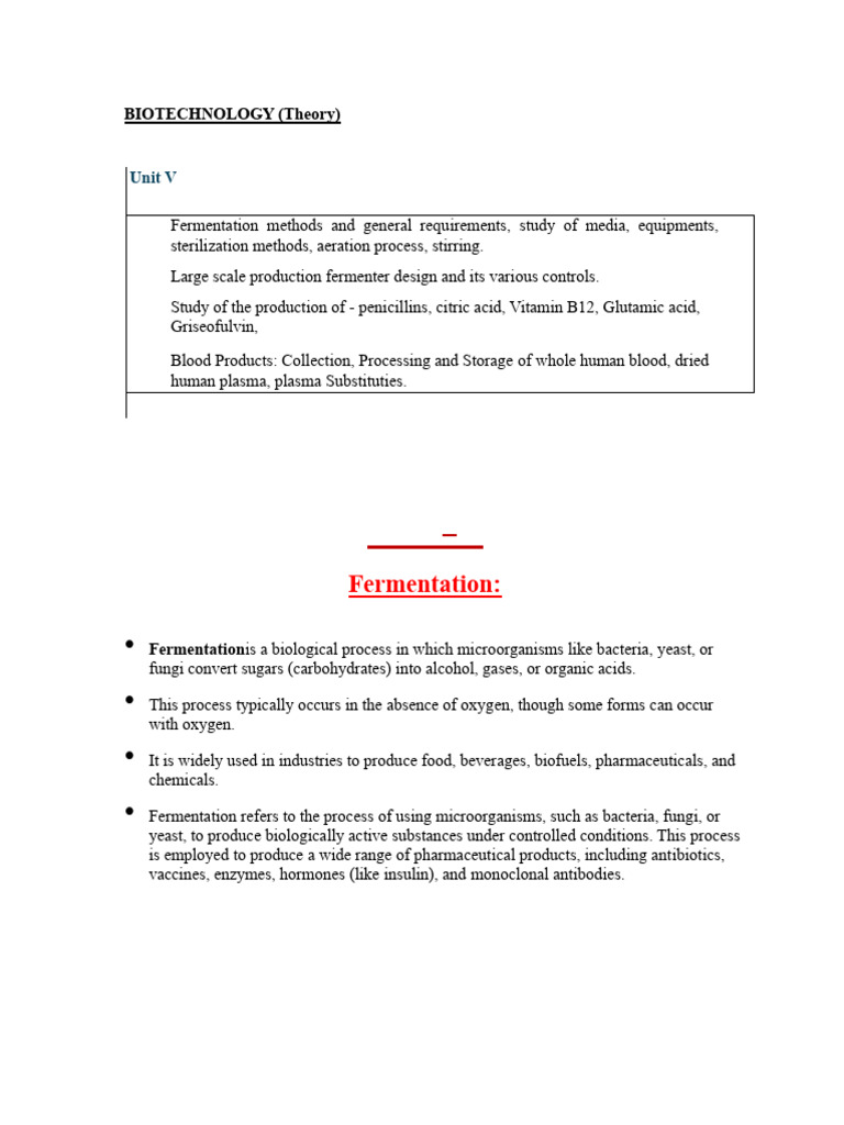 Fermentation Methods in Biotechnology | PDF | Sterilization ...