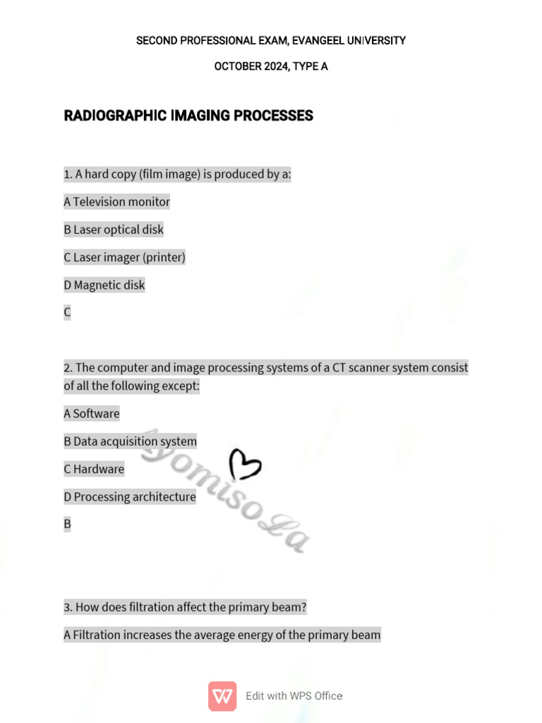 Radiographic Imaging Processes Evangeel University October | PDF ...