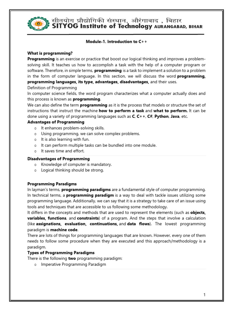 C++ Notes For CS Engineers | PDF | Computer Programming | Programming ...