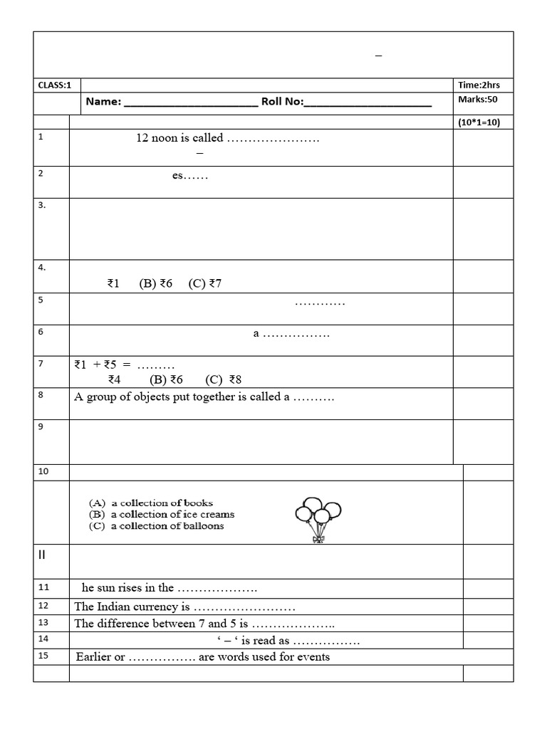 Class 1 Mathematics Exam 2024-25 | PDF | Rupee | Foreign Exchange Market