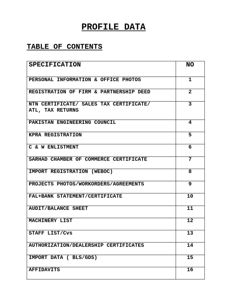 Profile Index | PDF