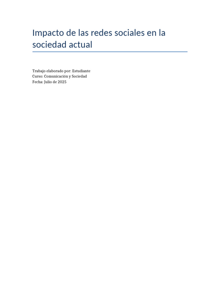 Impacto de las Redes Sociales en la Sociedad | PDF