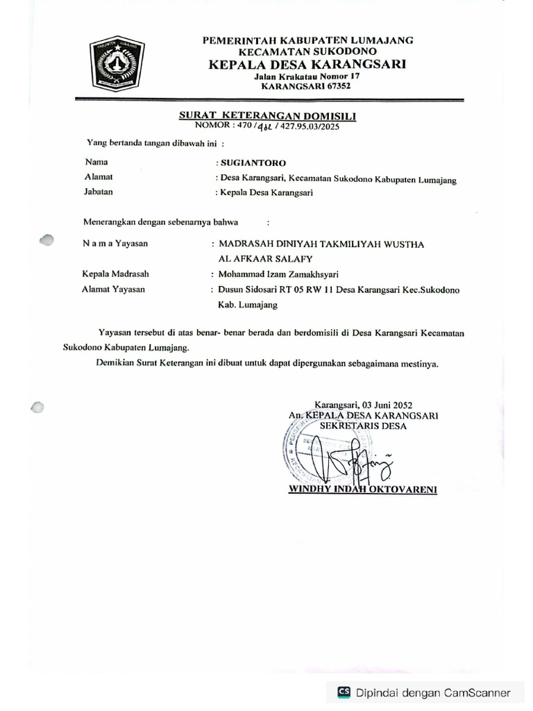 Suket Domisili P - 20250605091502 | PDF