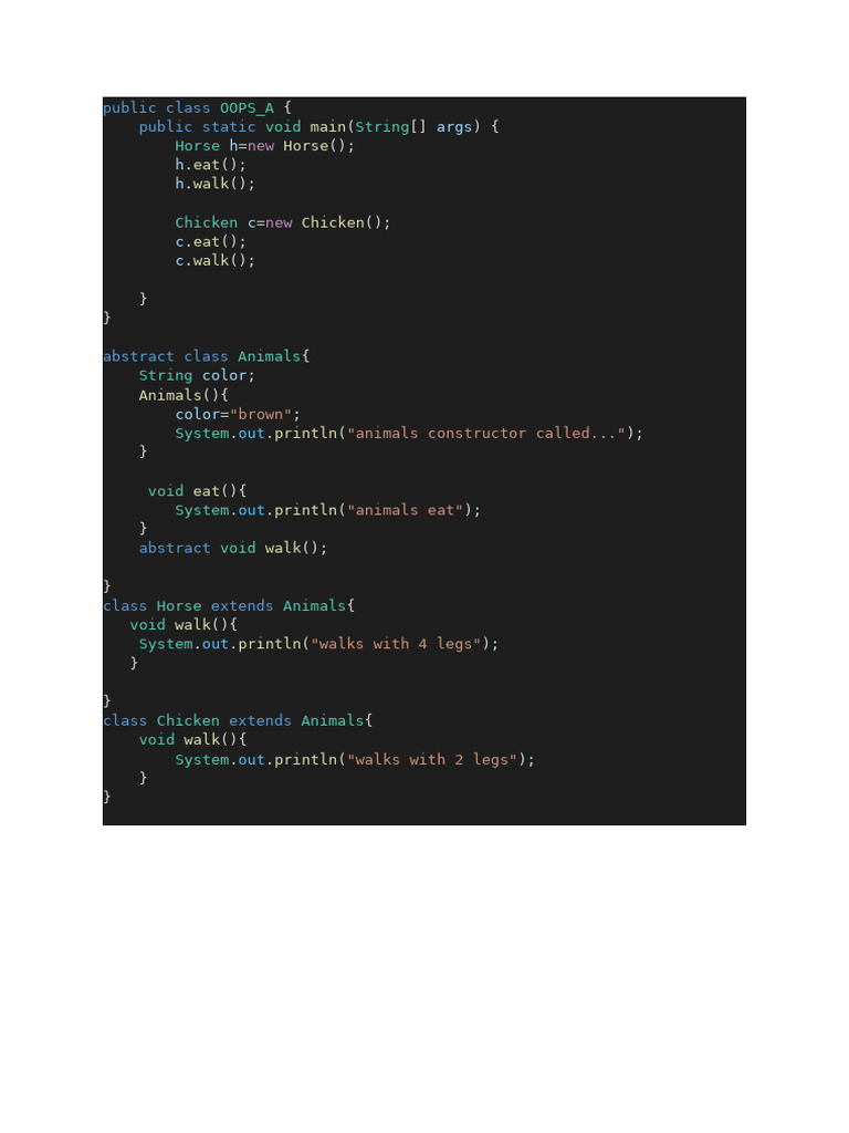 Java OOP Example: Animals Class Hierarchy | PDF