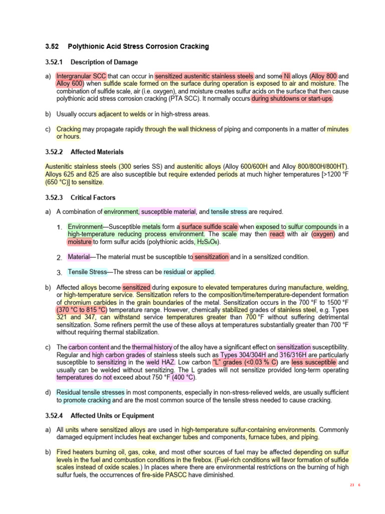 Polythionic Acid Stress Corrosion Cracking | PDF | Stainless Steel ...