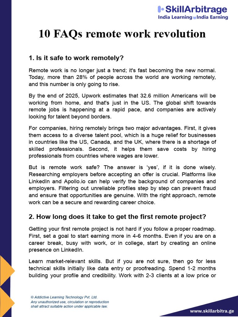 10 FAQs Remote Work Revolution | PDF | Linked In