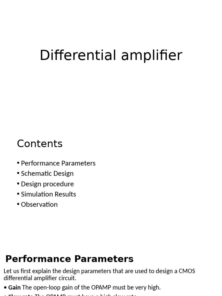 CMOS Differential Amplifier Design Guide | PDF | Operational Amplifier ...