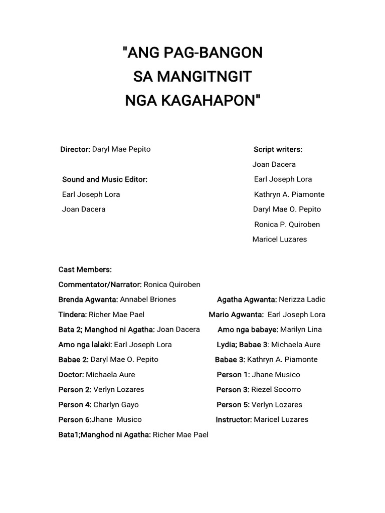 3rd Yr. - Litr - Radio Drama Script (Final) | PDF