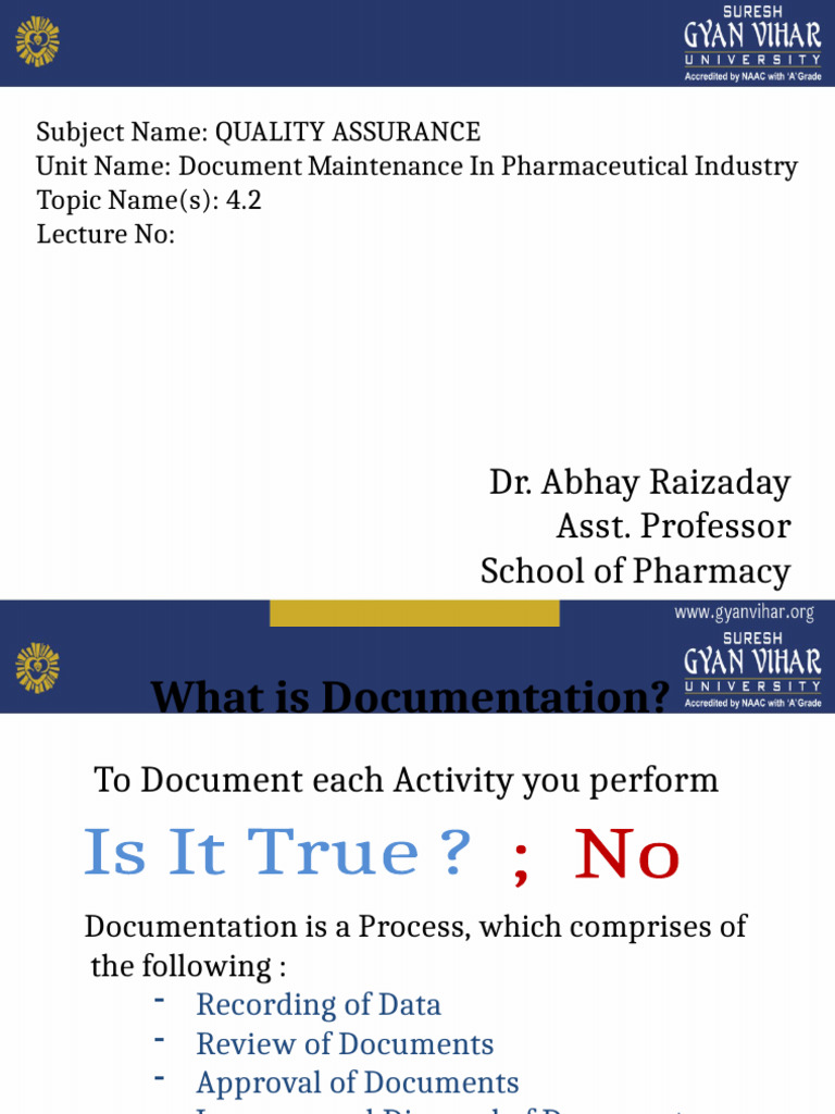 Pharmaceutical Documentation Essentials | PDF | Audit | Internal Audit