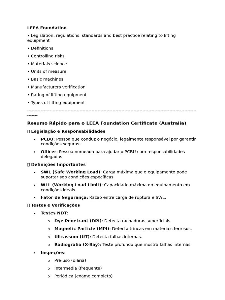 Certificado LEEA: Segurança em Equipamentos de Elevação | PDF | Dureza ...