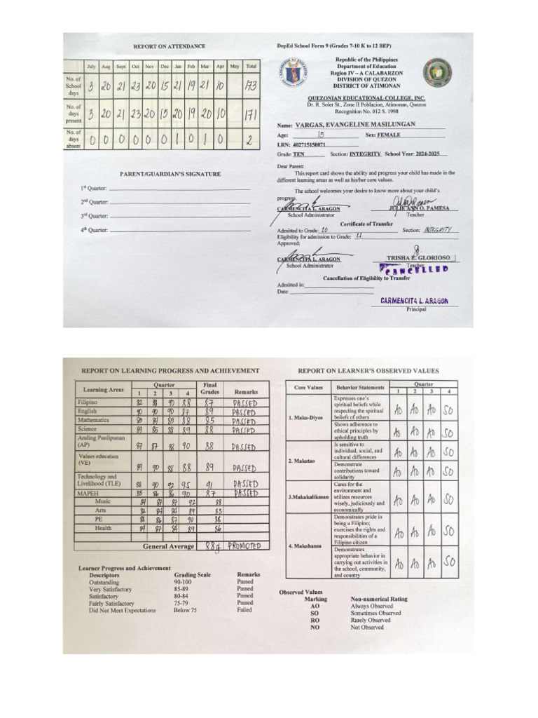 Humss 11 Scanned Card | PDF