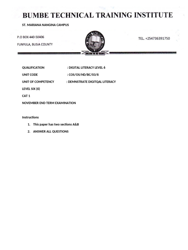 Digital Literacy Level 6 Exam Guide | PDF