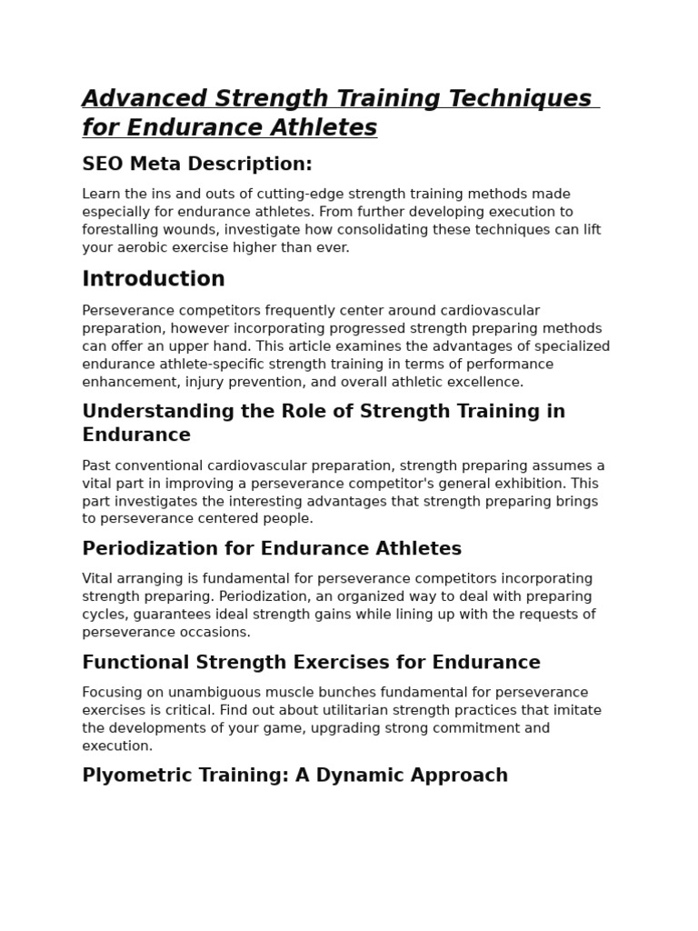 Advanced Strength Training for Endurance | PDF | Strength Training ...