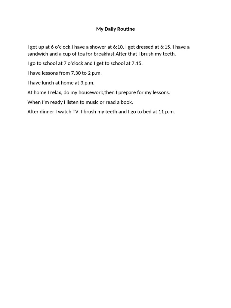 My Daily Routine Explained | PDF