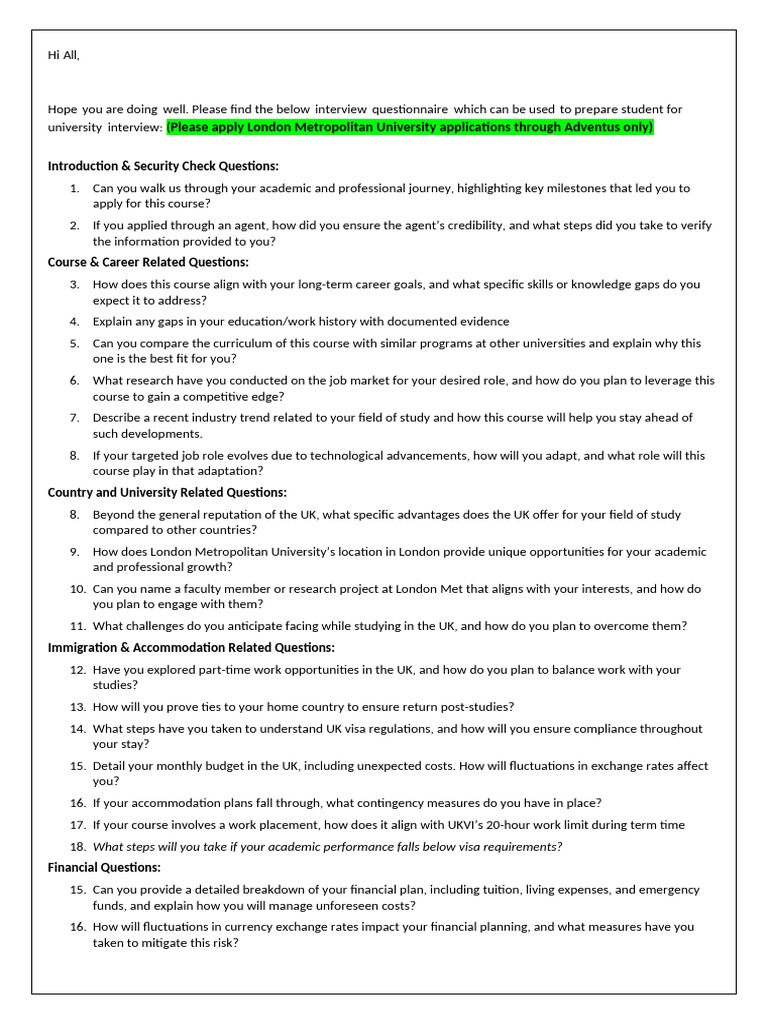 LMU Sample Interview Questions | PDF | Regulatory Compliance