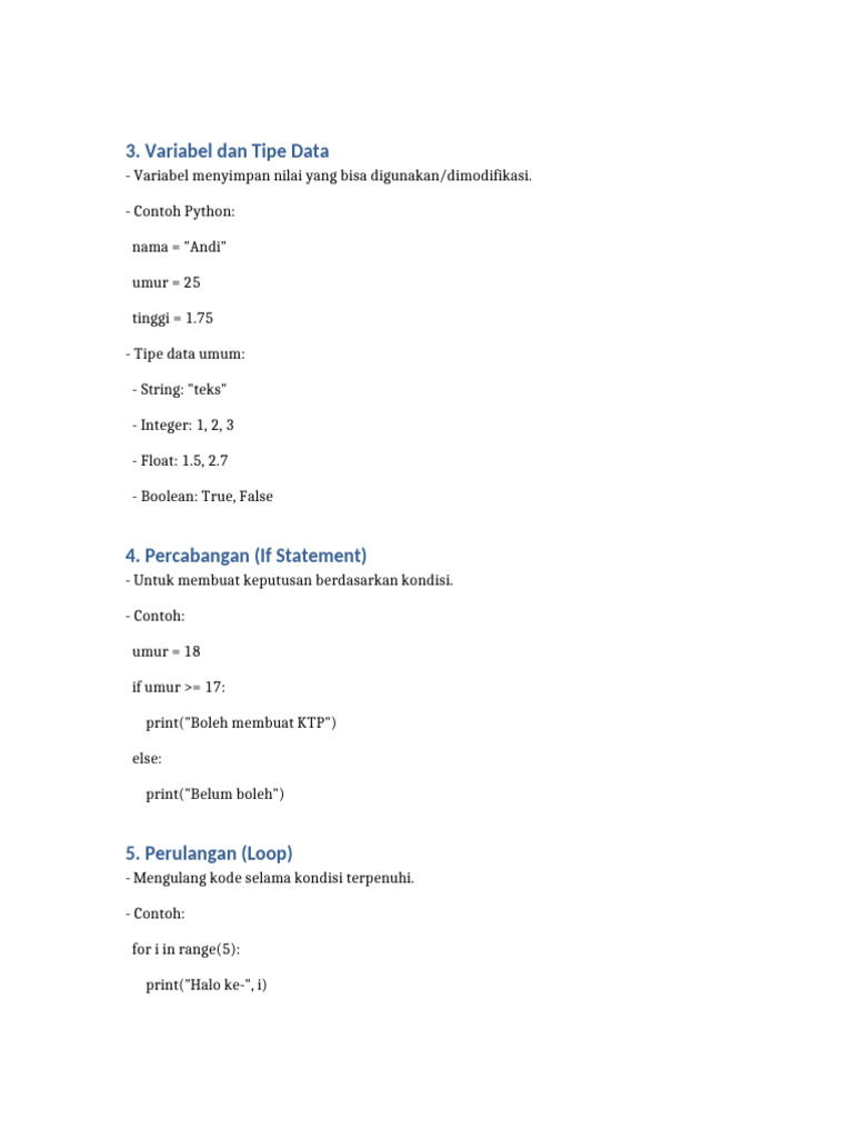 Variabel, Tipe Data, dan Kontrol Alur Python | PDF