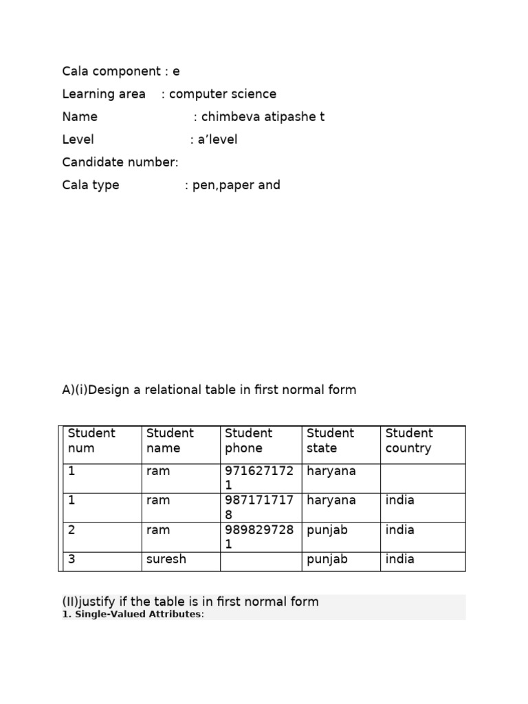 Database Normalization: 1NF to 3NF Guide | PDF