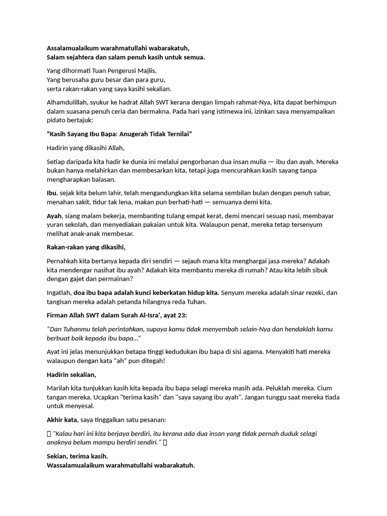 Kasih Sayang Ibu Bapa yang Abadi | PDF