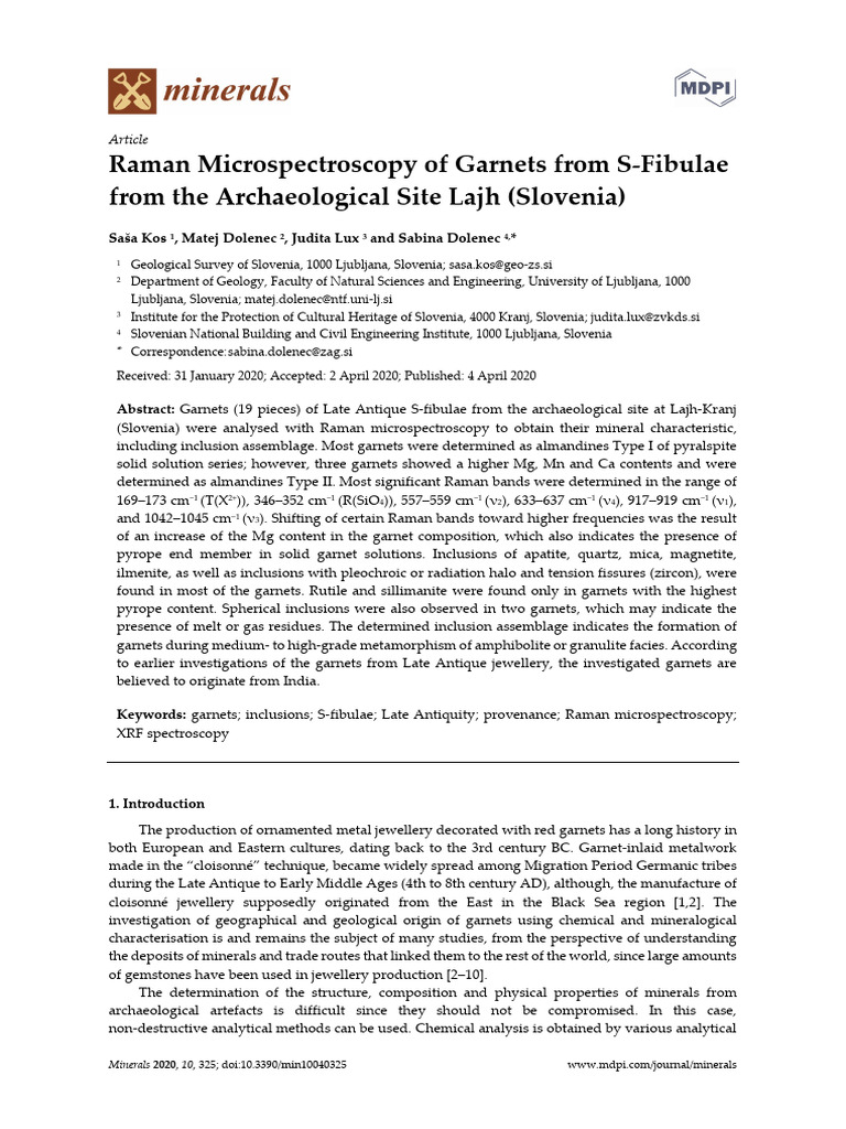 Raman Microspectroscopy of Garnets From S-Fibulae | PDF | Raman ...