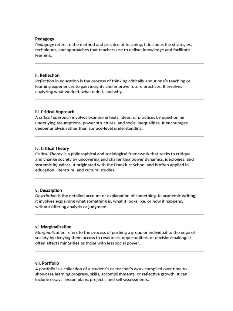 Key Concepts in Pedagogy and Critical Thinking | PDF | Critical ...