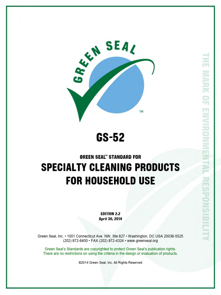 Green Seal Standard for Household Cleaners | PDF | Antimicrobial ...