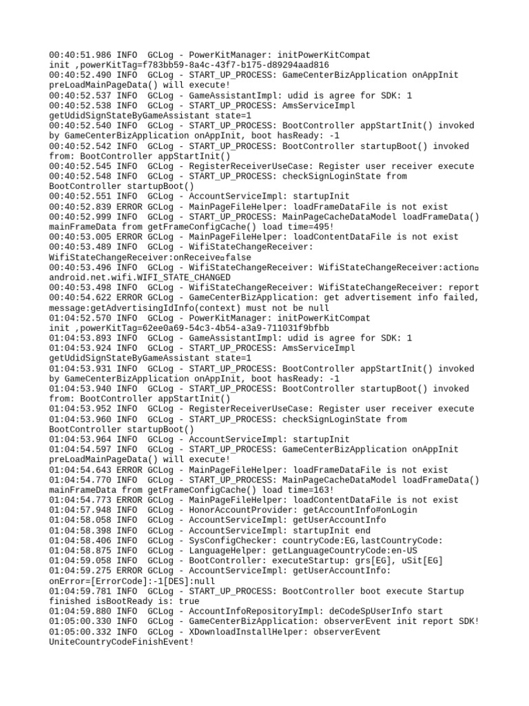 GameCenterBizApplication Startup Log | PDF | Computing | Internet ...