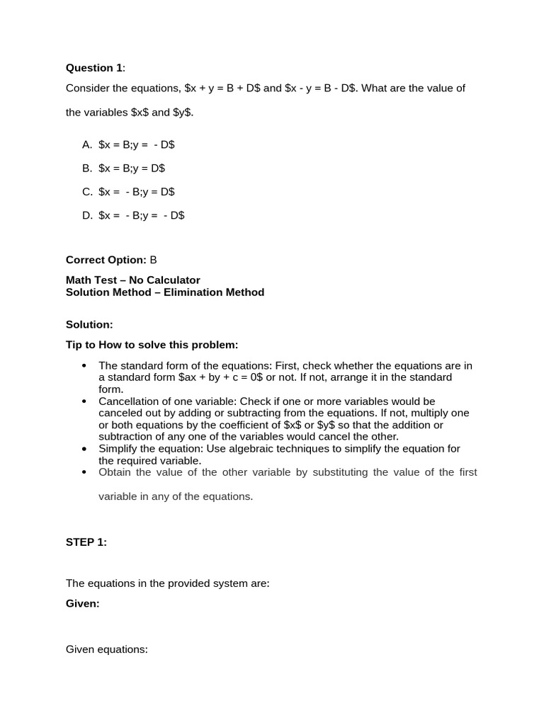 Solving Linear Equations and Solutions | PDF | Equations | Mathematics