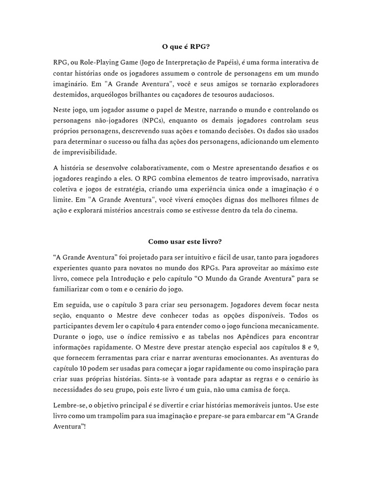 RPG A Grande Aventura: Guia Completo | PDF | Jogos de RPG