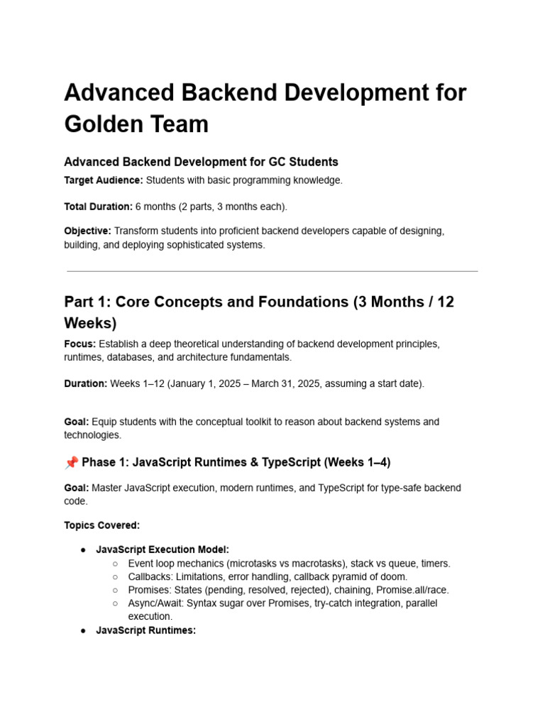 Advanced Backend Development For Golden Team | PDF | Databases ...
