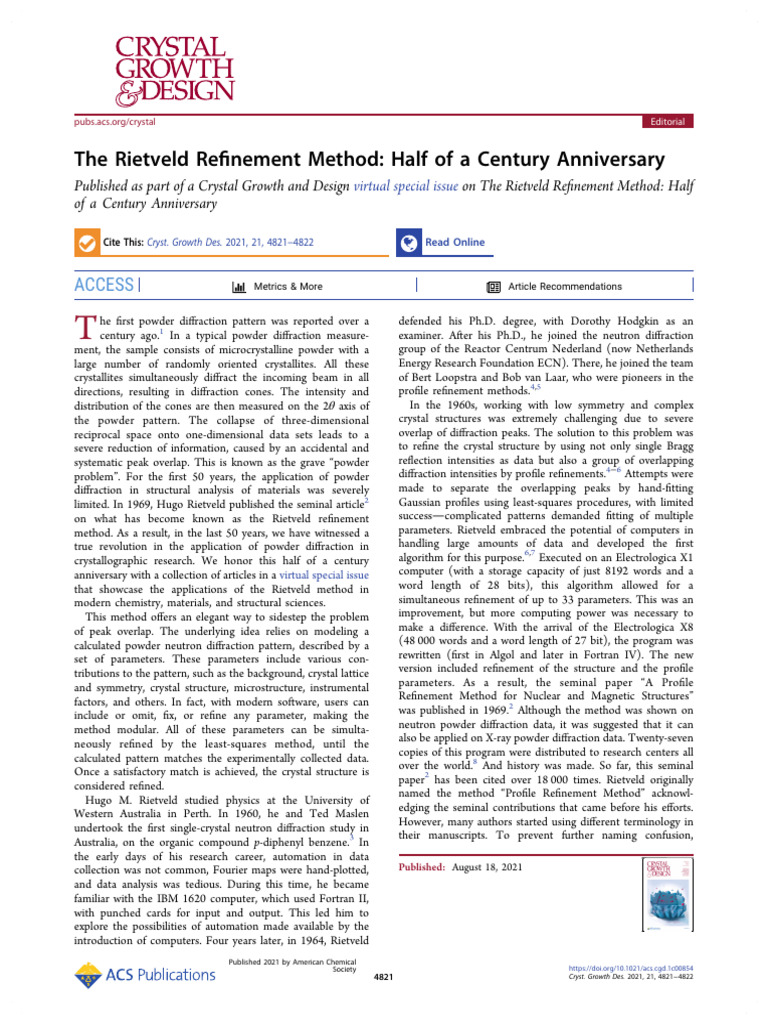 Rietveld Refinement Method Overview | PDF | Crystallography ...