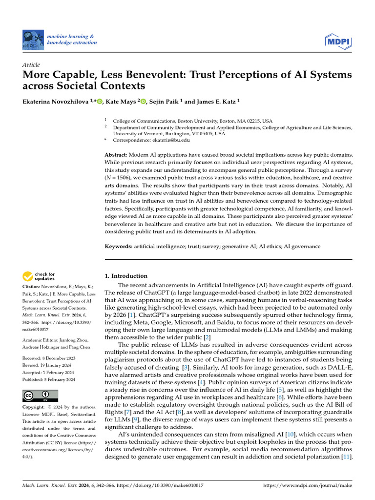 Trust in AI: Public Perceptions Explored | PDF | Artificial ...