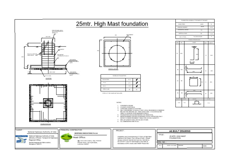 25m High Mast Foundation Drawing | PDF