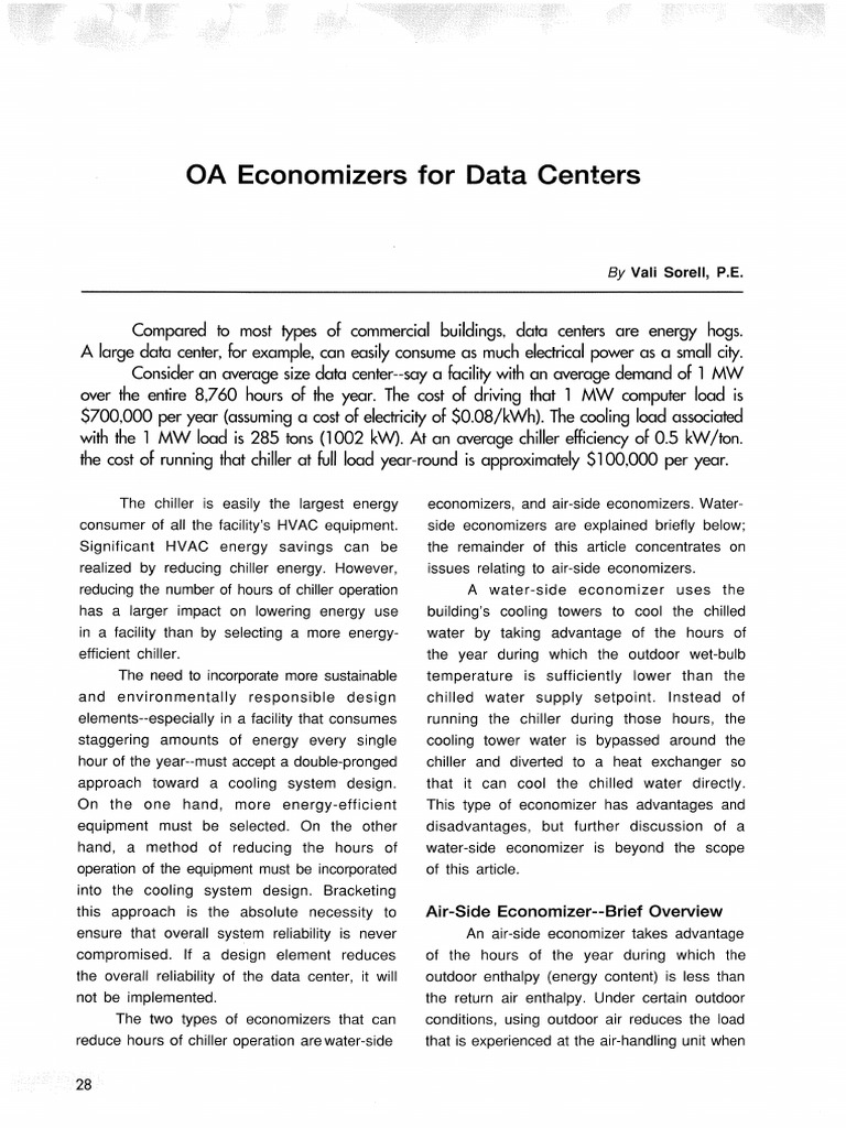 ASHRAE - OA Economizers For Data Centers | PDF