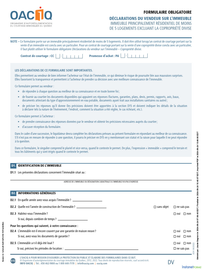 Déclarations du vendeur immobilier | PDF | Courtier | Logement
