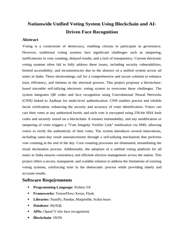 Blockchain Voting System with AI Security | PDF