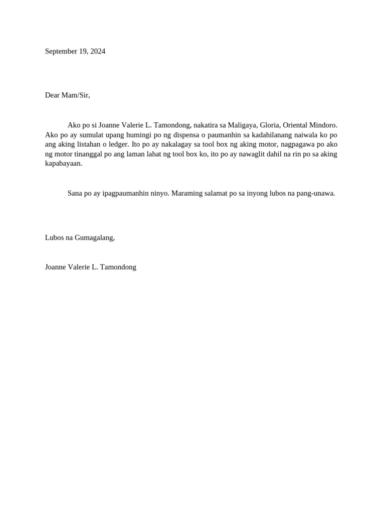 Val Letter | PDF