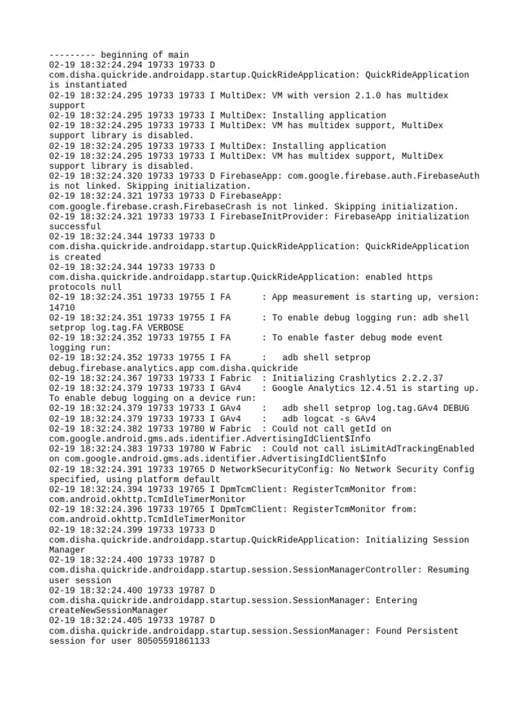 QuickRide App Initialization Log | PDF | Computer Architecture ...