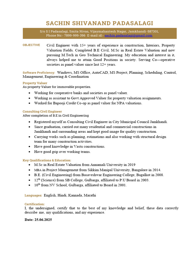 CV - Sachin | PDF
