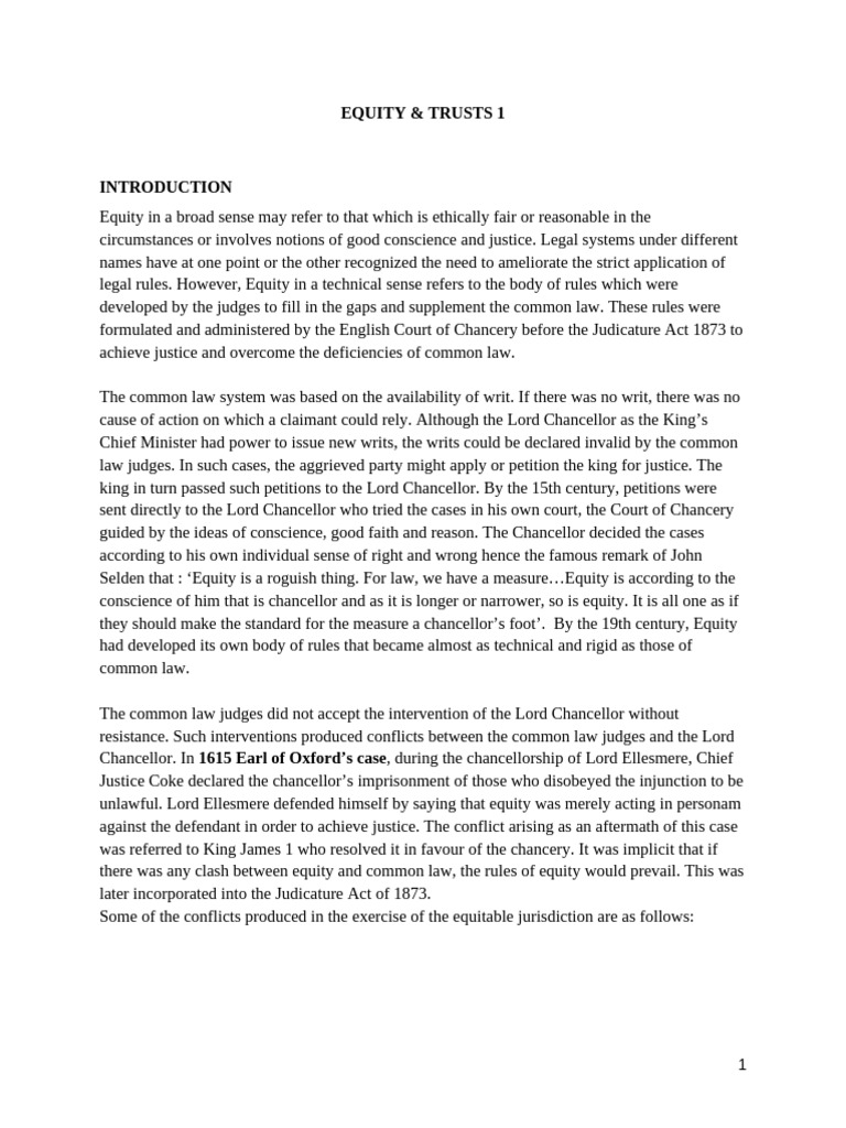 Understanding Equity and Trusts Law | PDF | Assignment (Law) | Mortgage Law