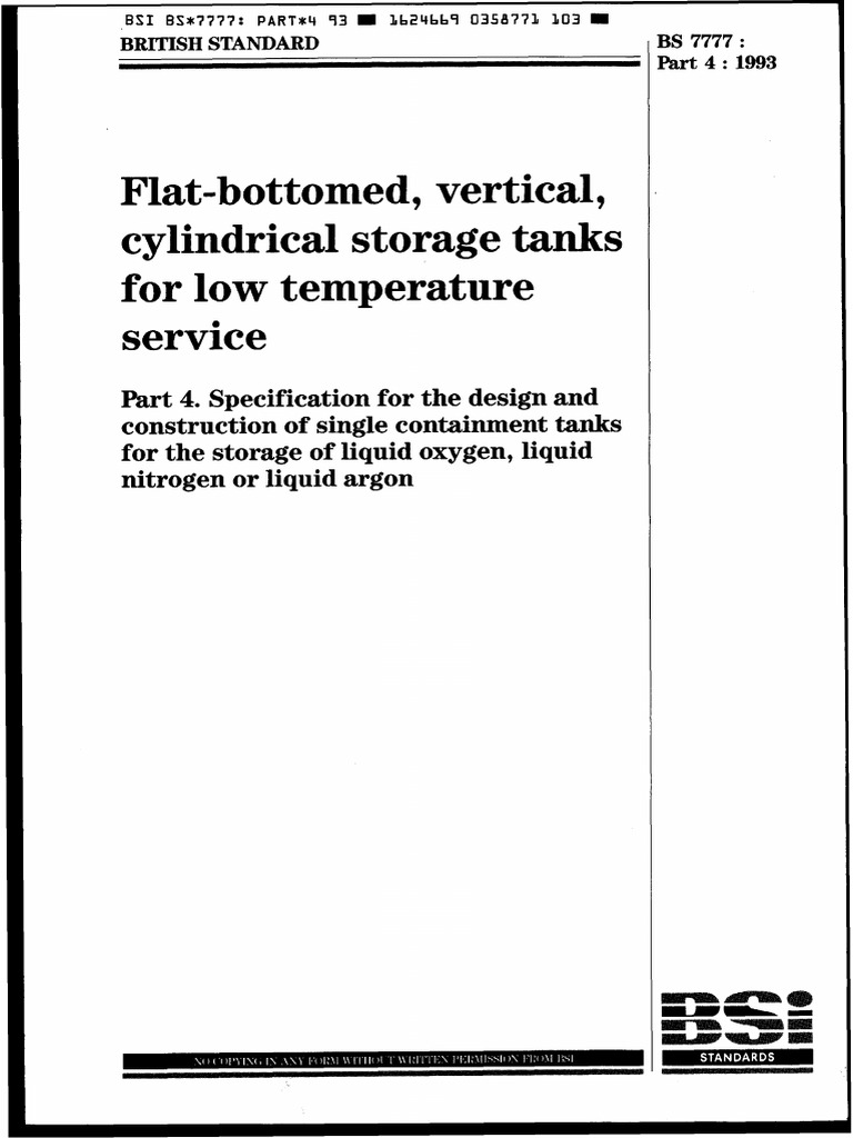 BS 7777 Part 4: Storage Tank Standards | PDF | Stainless Steel | Welding