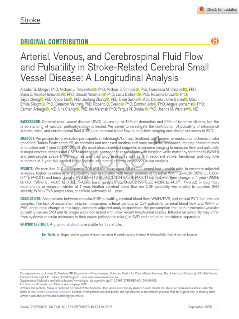 Morgan Et Al Arterial Venous and Cerebrospinal Fluid Flow and ...