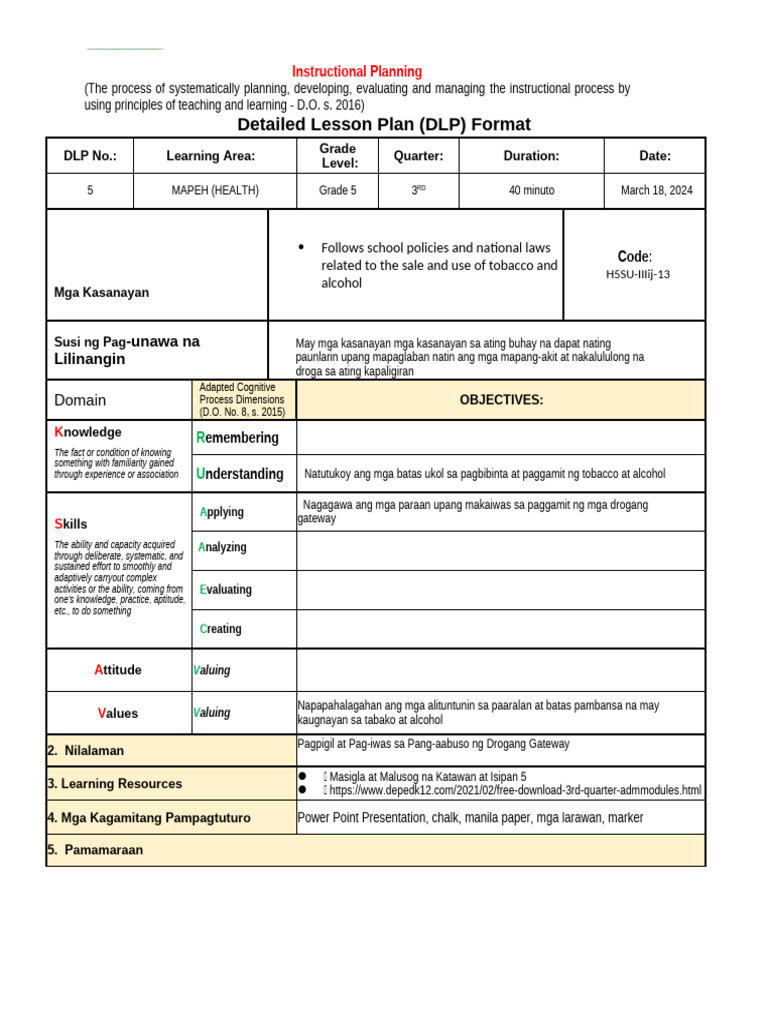 DLP Mapeh 5 | PDF